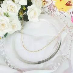 Colar Cumprido Com Mini Elos Folheado Em Ouro 18k na internet