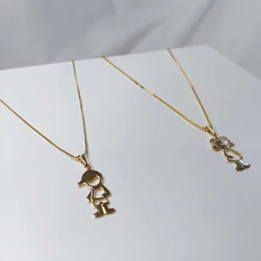 Colar Com Pingente De Menina Folheado Em Ouro 18k - BIDU SHOP