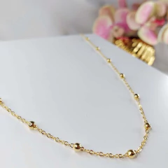 Colar Corrente Com Bolinhas Folheado Em Ouro 18k na internet