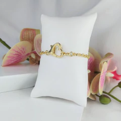 Pulseira Com Design De Elos Finos E Fecho De Coração Folheado Em Ouro 18k na internet