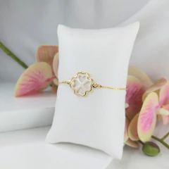 Pulseira Ajustável Com Trevo De Quatro Folhas De Madrepérola na internet