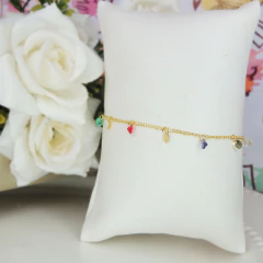 Imagem do Pulseira De Zircônias Coloridas Folheado A Ouro 18k