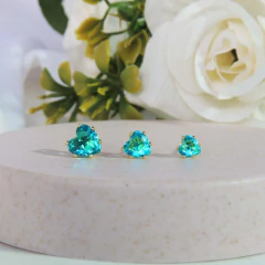 Trio Coração De Zircônia Verde água Folheado Em Ouro 18k na internet