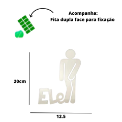 Plaquinha Para Banheiro Masculino Ele 3mm Natural na internet