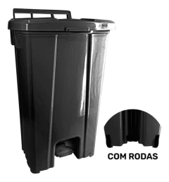 Lixeira 100 Litros Com Roda E Pedal Cor Preto