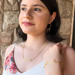 Colar Com Corrente E Pingente Gratidão Folheado Ouro 18k na internet