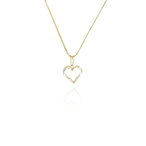 Colar Pingente Coração De Zircônias Brancas Folheado A Ouro 18k