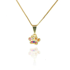 Colar Pingente Patinha De Cachorro Colorida Folheado A Ouro 18k - BIDU SHOP