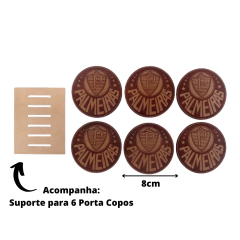Porta Copo Time Palmeiras Natural Em Mdf - BIDU SHOP
