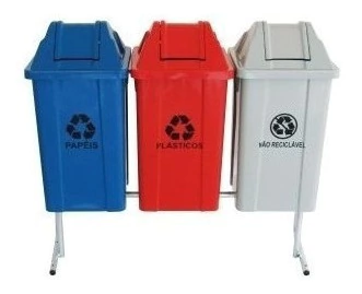 Conjunto Para Coleta Seletiva 100l Com 3 Lixeiras