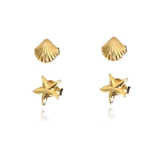 Duo Marinho Folheado Em Ouro 18k