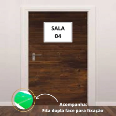 Placa Sinalização 1/2 Oficio Sala 04 Mdf Branco - comprar online