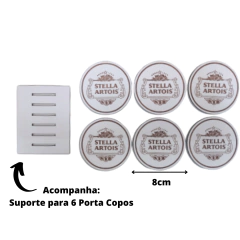 Porta Copo Stella Artois Natural Em Mdf - BIDU SHOP