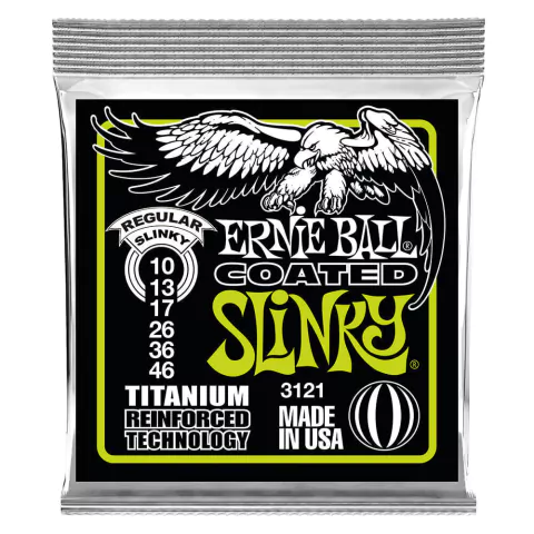 Encordoamento 010-046 P/ Guitarra Regular Slinky Coated Titanium Rps P03121 Ernie Ball
