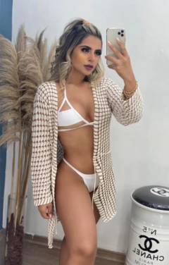 Kimono De Tricot Longo E Vazado - comprar online