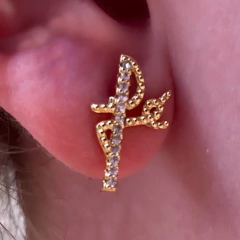 Brinco Fé Com Zircônias Folheado A Ouro 18k - comprar online