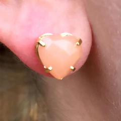 Brinco De Coração De Zircônia Rosa Folheado A Ouro 18k - loja online