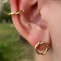 Piercing Fake Trançado Folheado A Ouro 18k