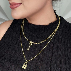 Colar Duplo Com Corrente Cartier E Pingente De Chave Folheado Em Ouro 18k na internet