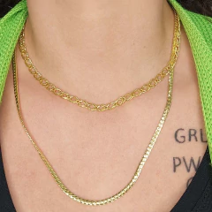 Colar Duplo Com Correntes Grossas Folheado Em Ouro 18k - comprar online