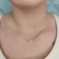 Colar Com Perola No Centro Folheado Em Ouro 18k - comprar online