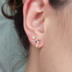 Duo Cruz De Zirconia Colorida E Ponto De Luz - comprar online