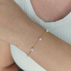 Imagem do Pulseira Infantil Com Pérolas Folheado Em Ouro 18k