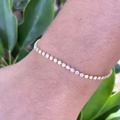 Pulseira De Corrente De Strass Folheado A Ouro 18k - loja online