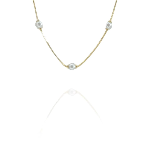 Pulseira Infantil Com Pérolas Folheado Em Ouro 18k