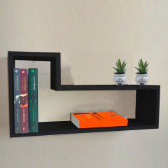 Prateleira Nicho L Preto Em Mdf - BIDU SHOP