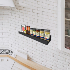 Prateleira Tempero Simples 30 Cm Preto Em Mdf - comprar online
