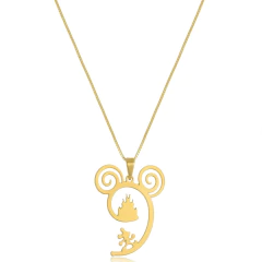 Colar Personalizado Castelo Da Disney E Mickey Folheado Em Ouro 18k - loja online