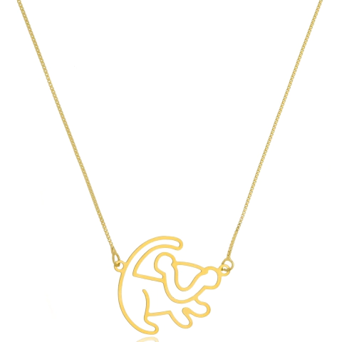 Colar Personalizado Simba Rei Leão Folheado Em Ouro 18k