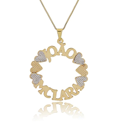Colar Personalizado De Mandala Com Nomes De Filhos Folheado Em Ouro 18k - loja online