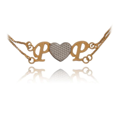 Pulseira Personalizada Com Iniciais E Coração Em Ródio - comprar online