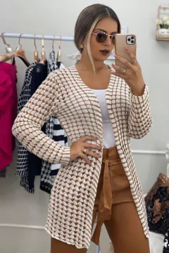 Kimono De Tricot Longo E Vazado na internet