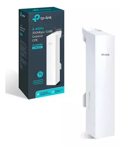 Enlace Punto A Punto Exterior Tp-link Cpe220 2.4gz 300mbps 12dbi Blanco