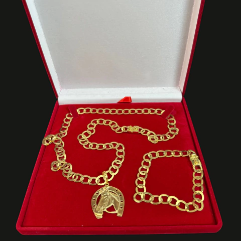 CORDÃO PULSEIRA E PINGENTE LAMINADO 8 MM - comprar online