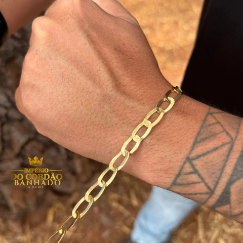 Pulseira laminada 7 mm banhado a ouro - comprar online