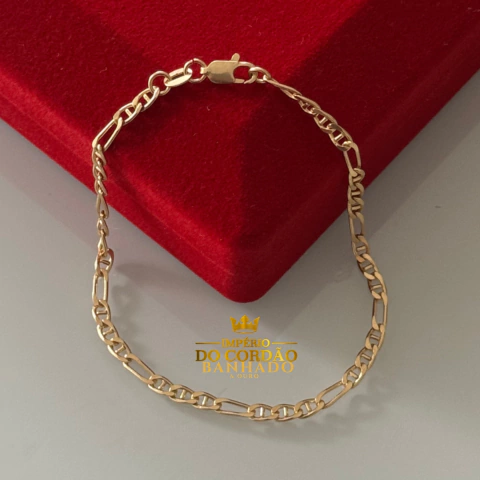 Pulseira 3 por 1 2mm banhado a ouro - comprar online