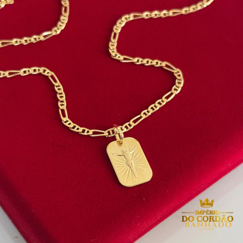 Cordão e pingente 3 por 1 2mm banhado a ouro - comprar online