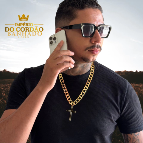 Cordão e pingente 12 MM banhado a ouro - comprar online