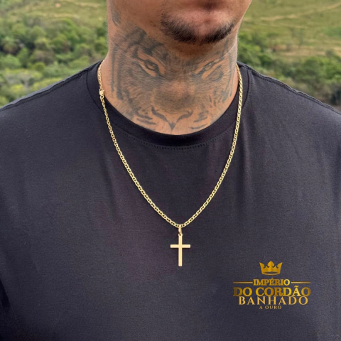 Cordão e pingente Piastrine 2 mm banhado a ouro - comprar online