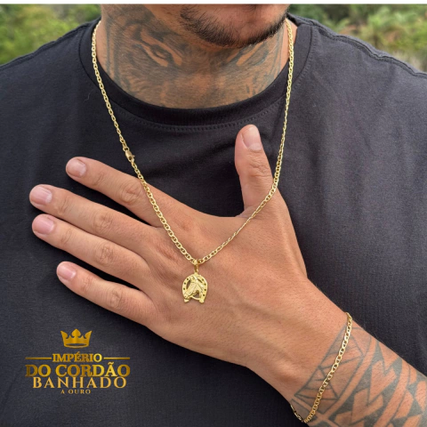 Cordão Pulseira e pingente piastrine 2 mm banhado a ouro - comprar online