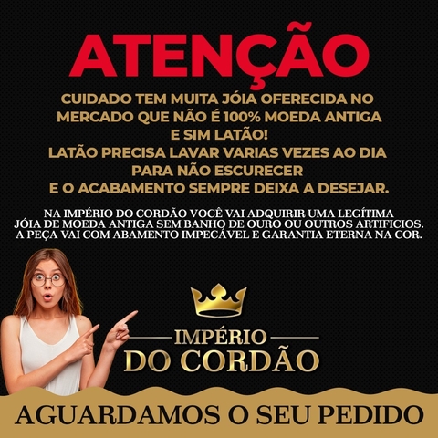 Cordão e pingente elo portugues personalizado letras