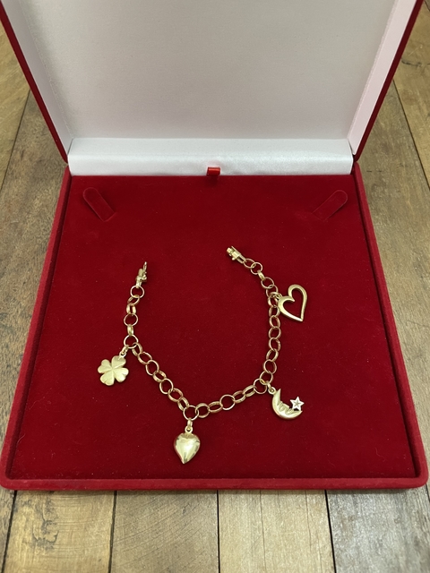 Pulseira feminina berloque elo português 5m - comprar online