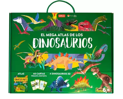 El mega Atlas de los Dinosaurios (Atlas + 40 cartas + 4 Dinosaurios 3D)