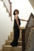 Pijama seda Florencia negro largo - tienda online