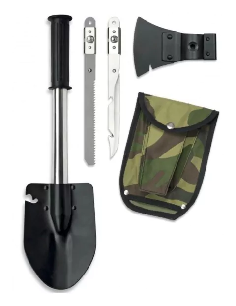 Pala Multifuncional 4 en 1 Cuchillo Hacha Sierra