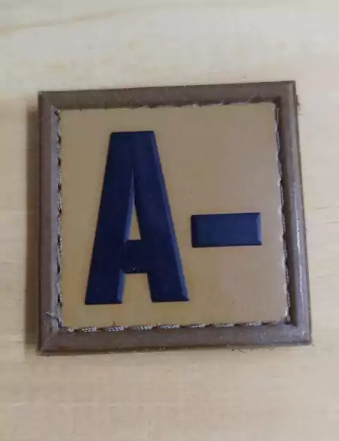 Parche Velcro Grupo Sanguineo A- Arena